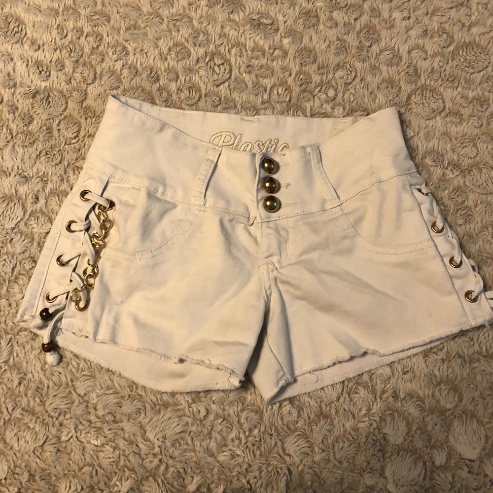 White jean shorts